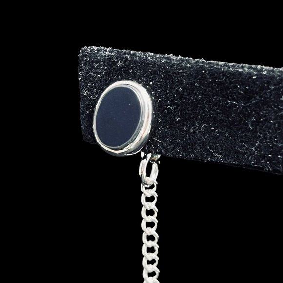 Vintage Sarah Coventry Silver Tone And Black Cufflinks & Tie Bar Set (4673) - Picture 6 of 7